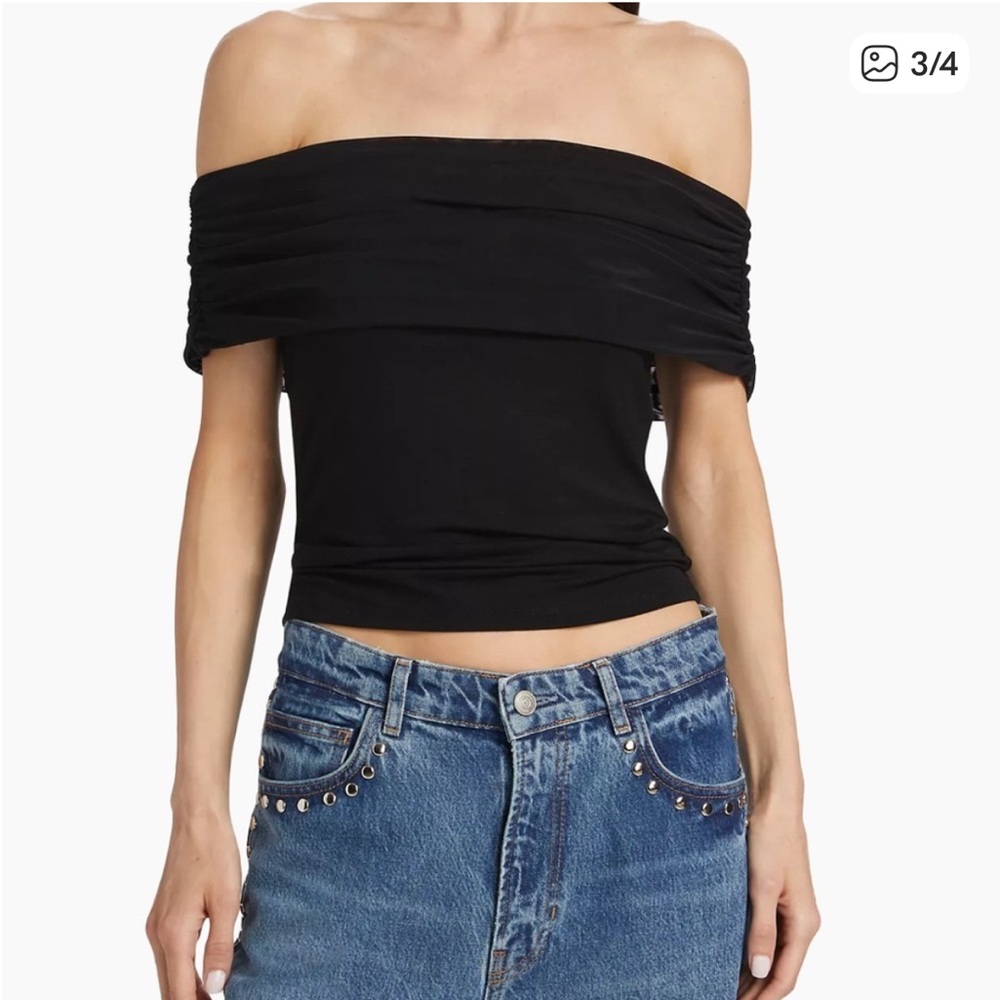Reformation Rosaline off the shoulder top in black